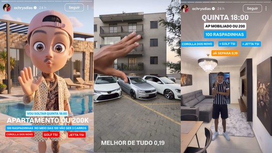 Horas antes de ser preso, influencer fez rifa de apartamento por R$ 0,19